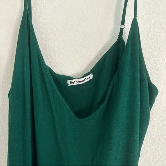 Reformation Crimini Midi Dress in Emerald Green Size: 16 - Picture 4 of 14